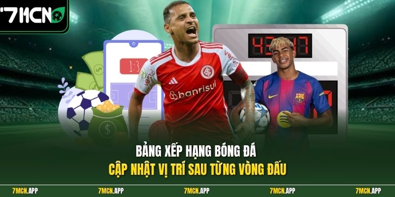 Bảng xếp hạng bóng đá cập nhật vị trí sau từng vòng đấu