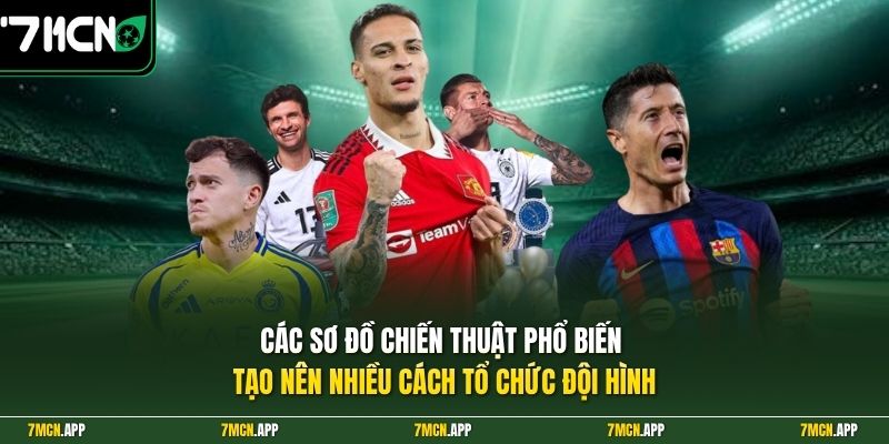 Các sơ đồ chiến thuật phổ biến tạo nên nhiều cách tổ chức đội hình
