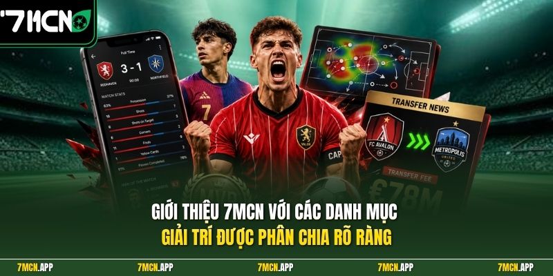 Giới thiệu 7MCN với các danh mục giải trí được phân chia rõ ràng