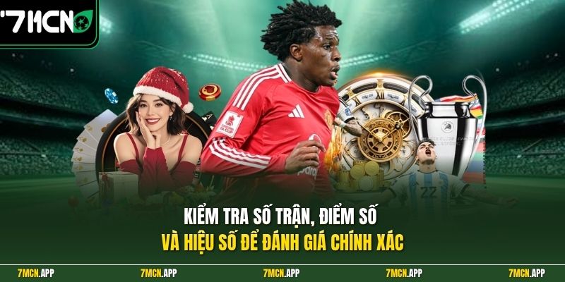 Kiểm tra số trận, điểm số và hiệu số để đánh giá chính xác 